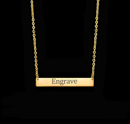 Gold plated stainless steel bar name necklace