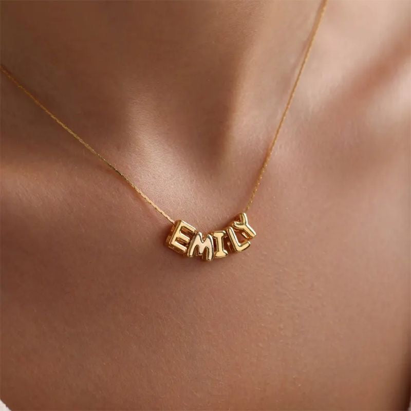 Bubble stainless steel custom name necklace