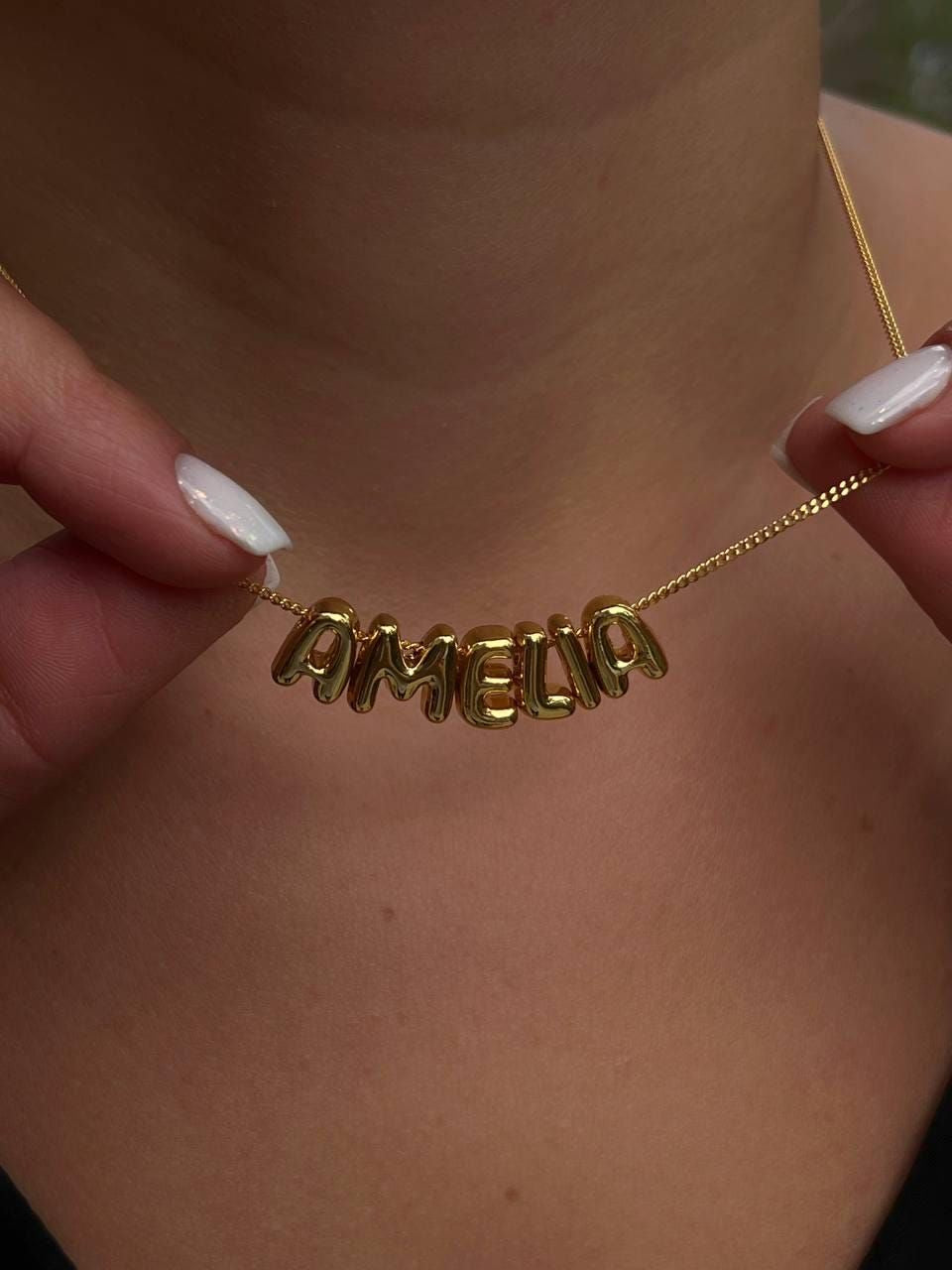 Bubble stainless steel custom name necklace