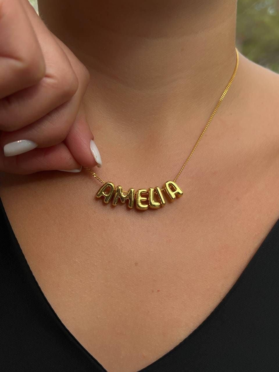 Bubble stainless steel custom name necklace