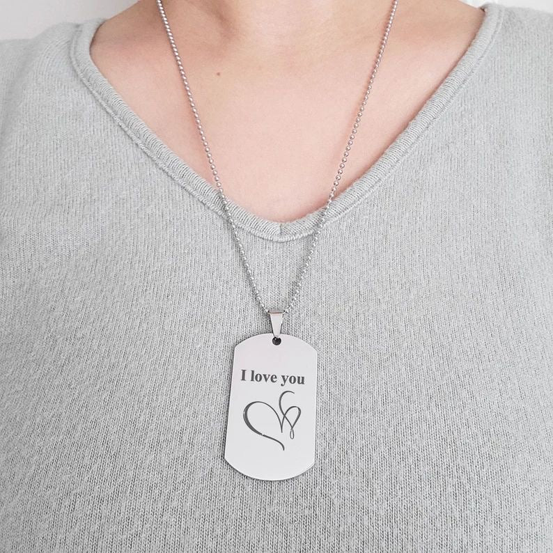 Stainless steel silver engrave dog tag