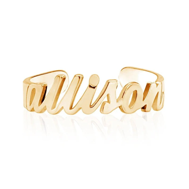 gold plated name toe ring