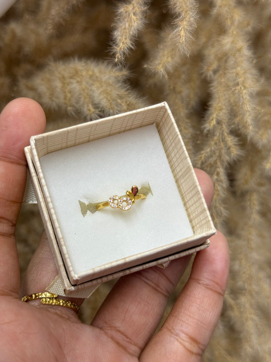 Gold plated size 4 butterfly ring