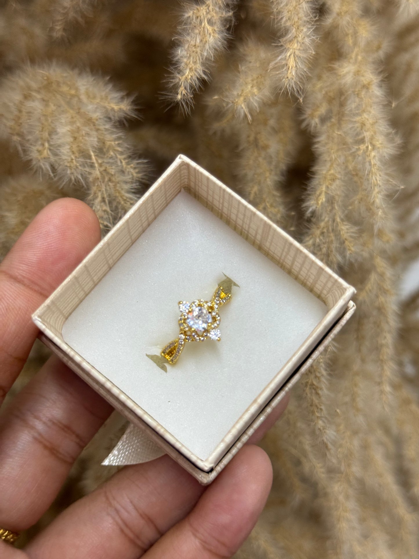 Gold plated Cz flower ring