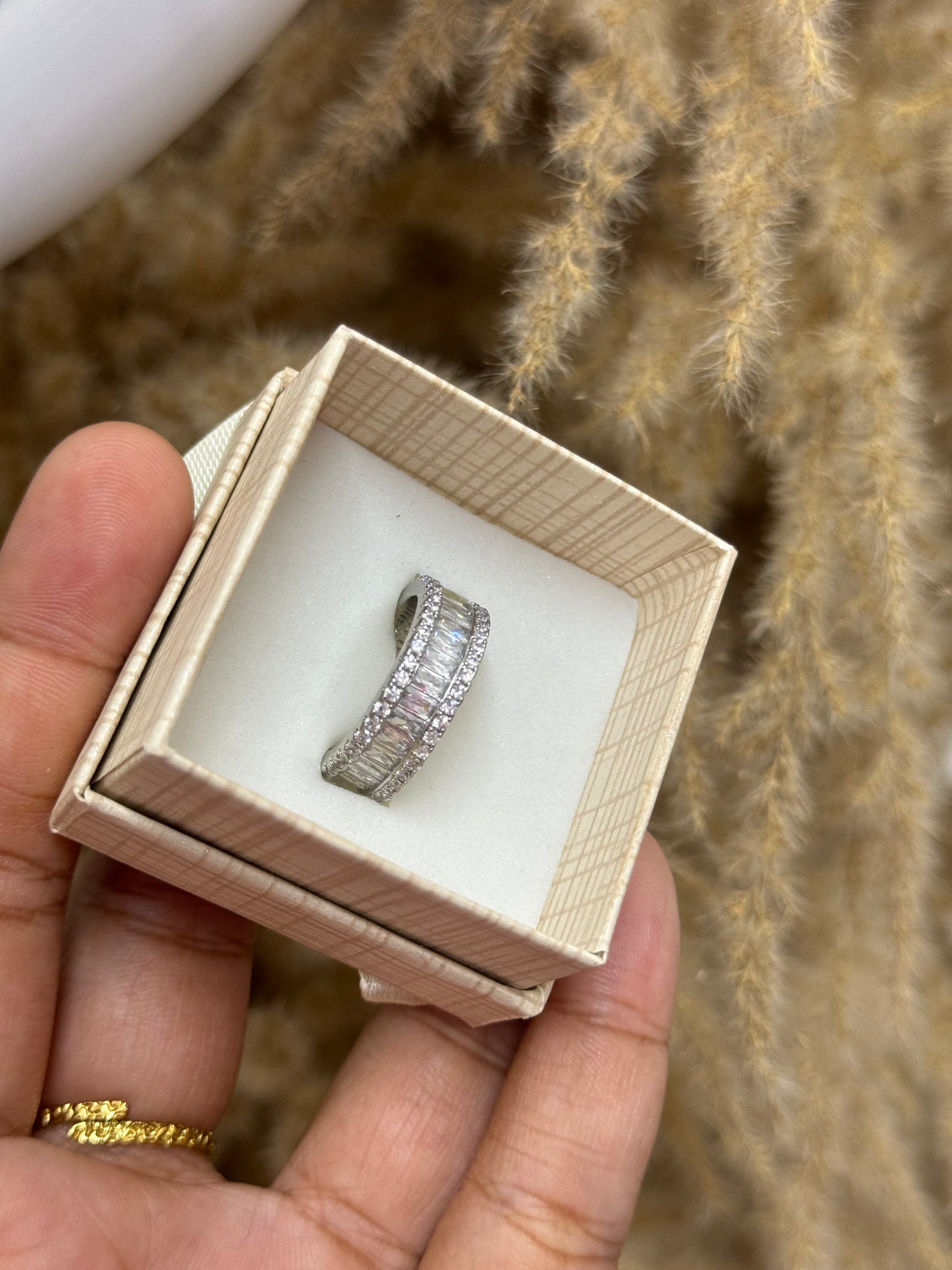 Silver Cz band ring