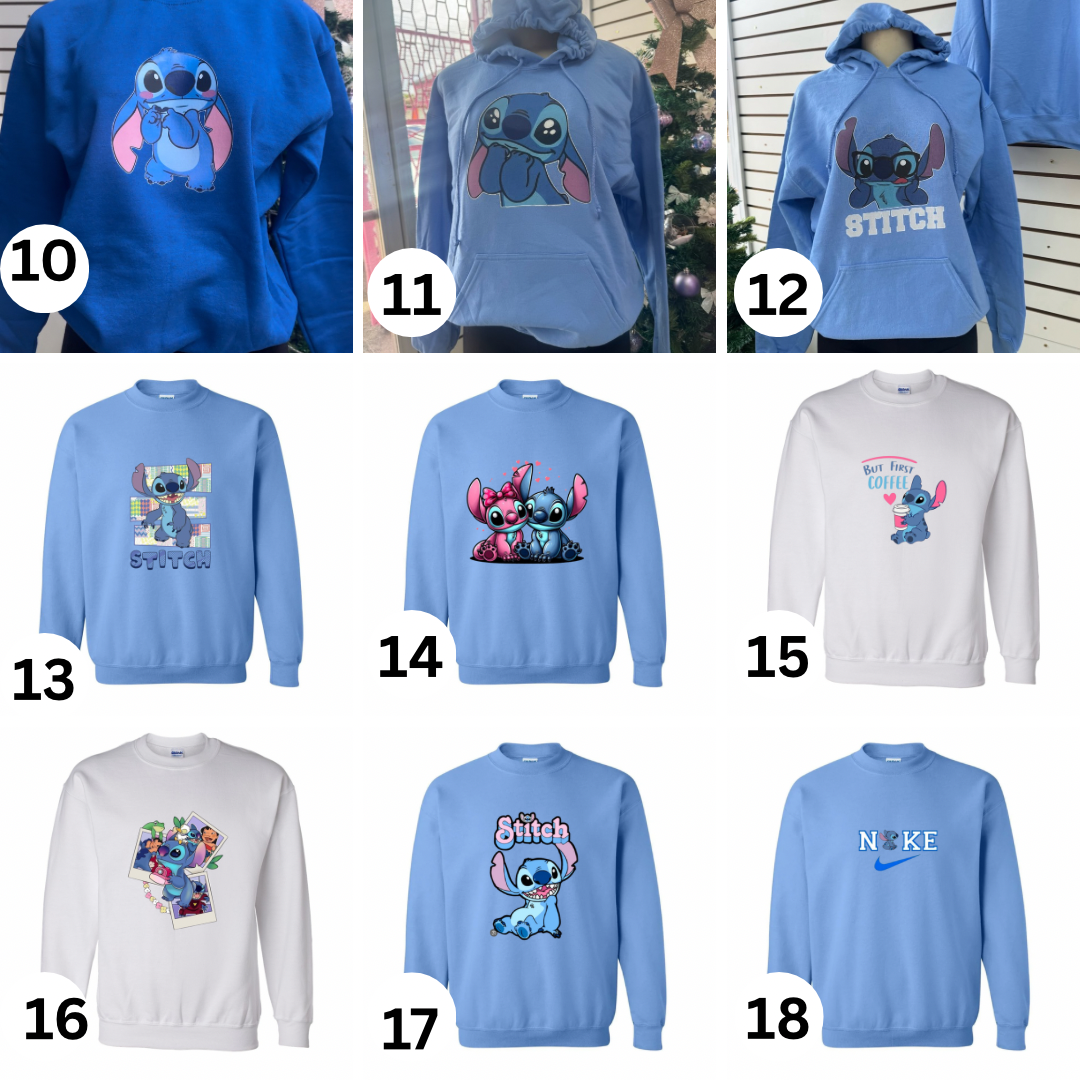 Stitch designs ( select from tee , sweater or hoodie )ALL DETAILS IN PRODUCT DESCRIPTION