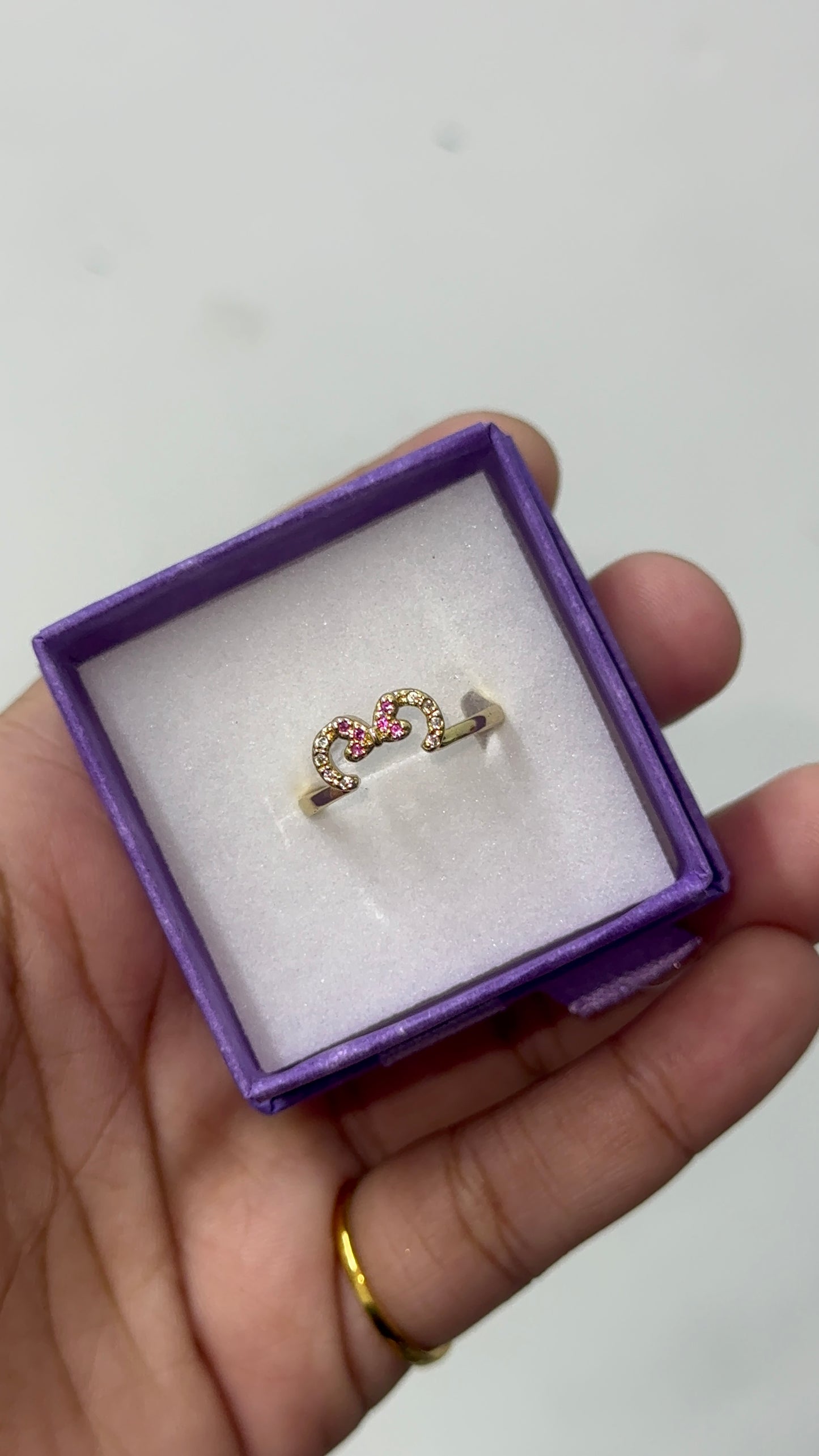 Gold plated minnie cz ring adjustable