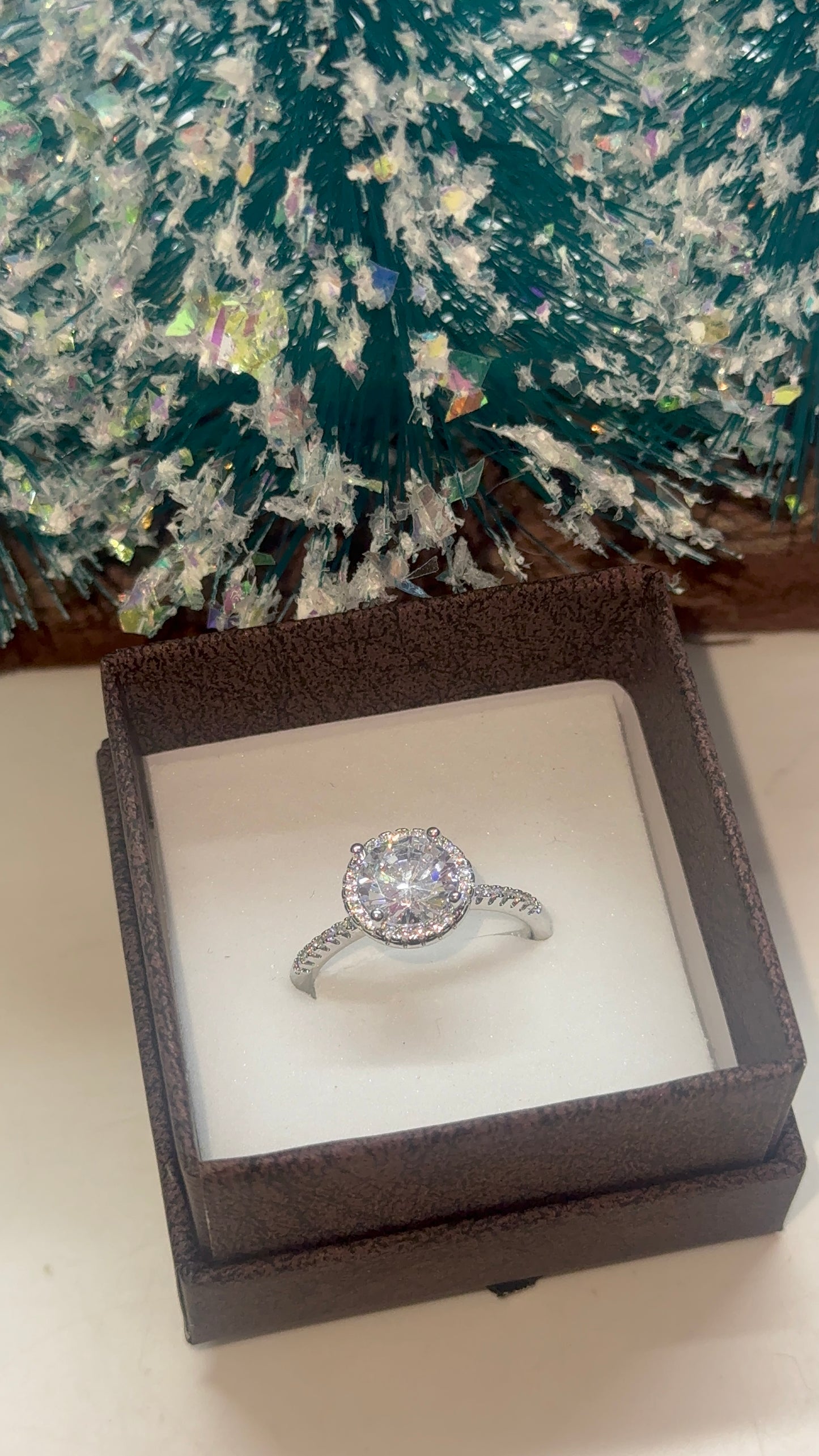 Silver plated Cz halo ring