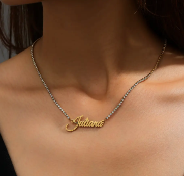 tennis custom name necklace stainless steel