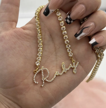 icy tennis custom name necklace stainless steel