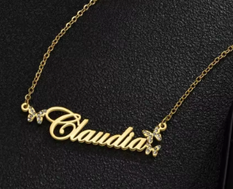 personalized cz butterfly name chain
