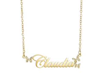 personalized cz butterfly name chain