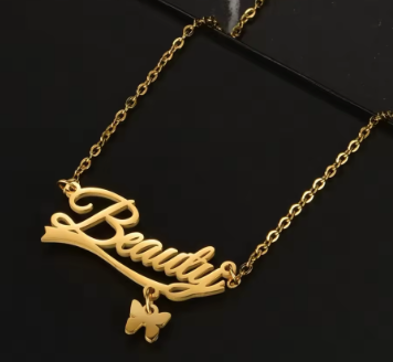 custom name butterfly charm necklace