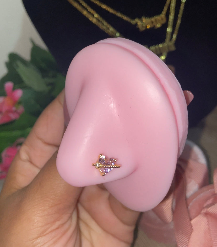 Pink heart nose ring