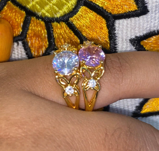 Gold plated adjustable butterfly ring