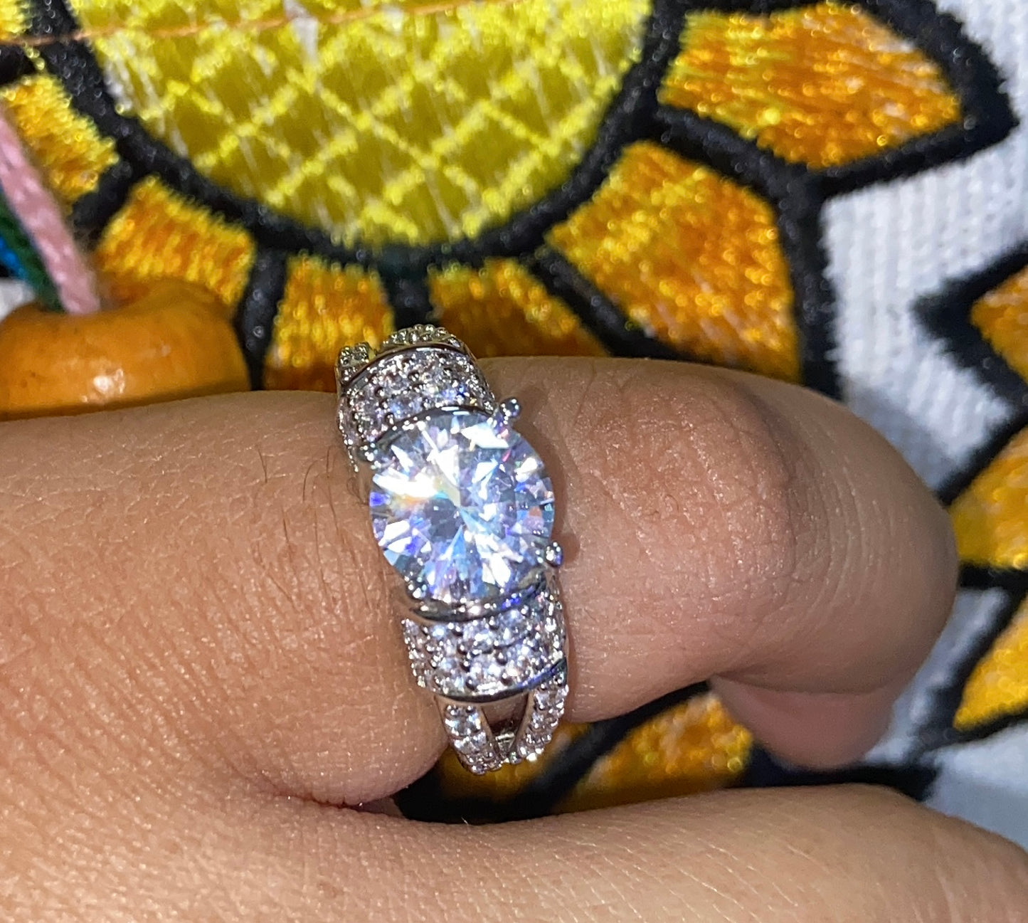 Silver plated cz ring