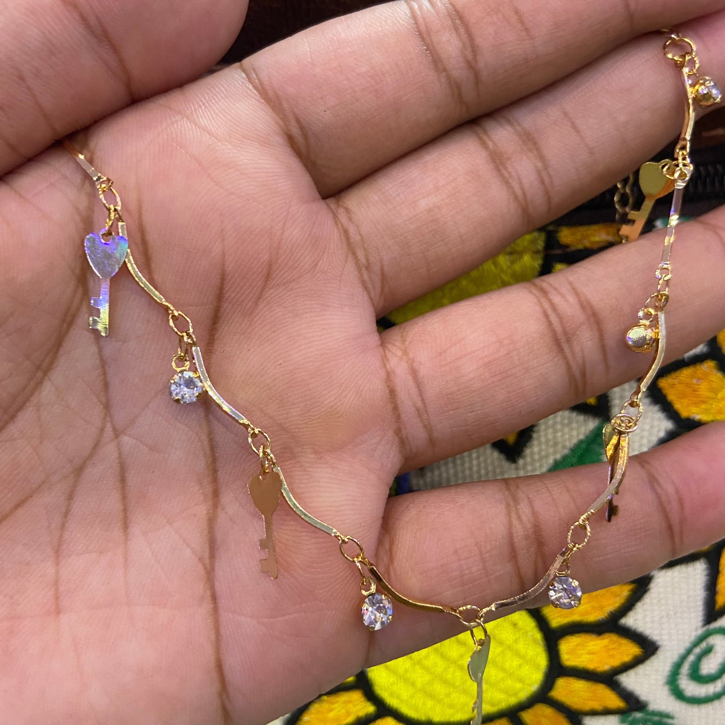 Heart keys anklet