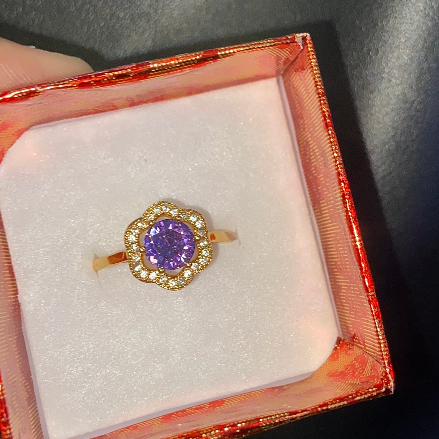 Purple floral ring