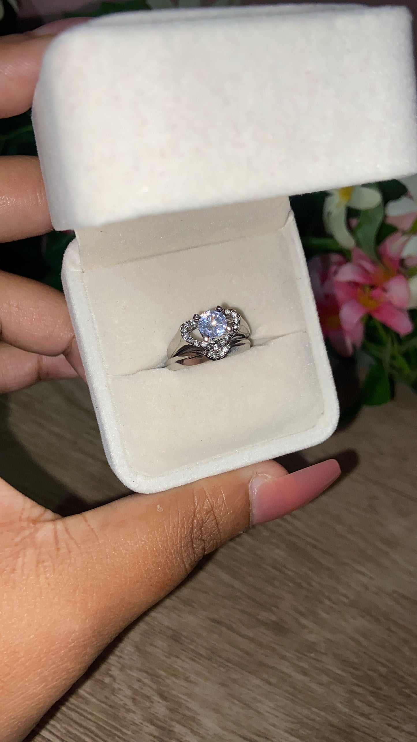 Princess 2pc heart ring silver plated