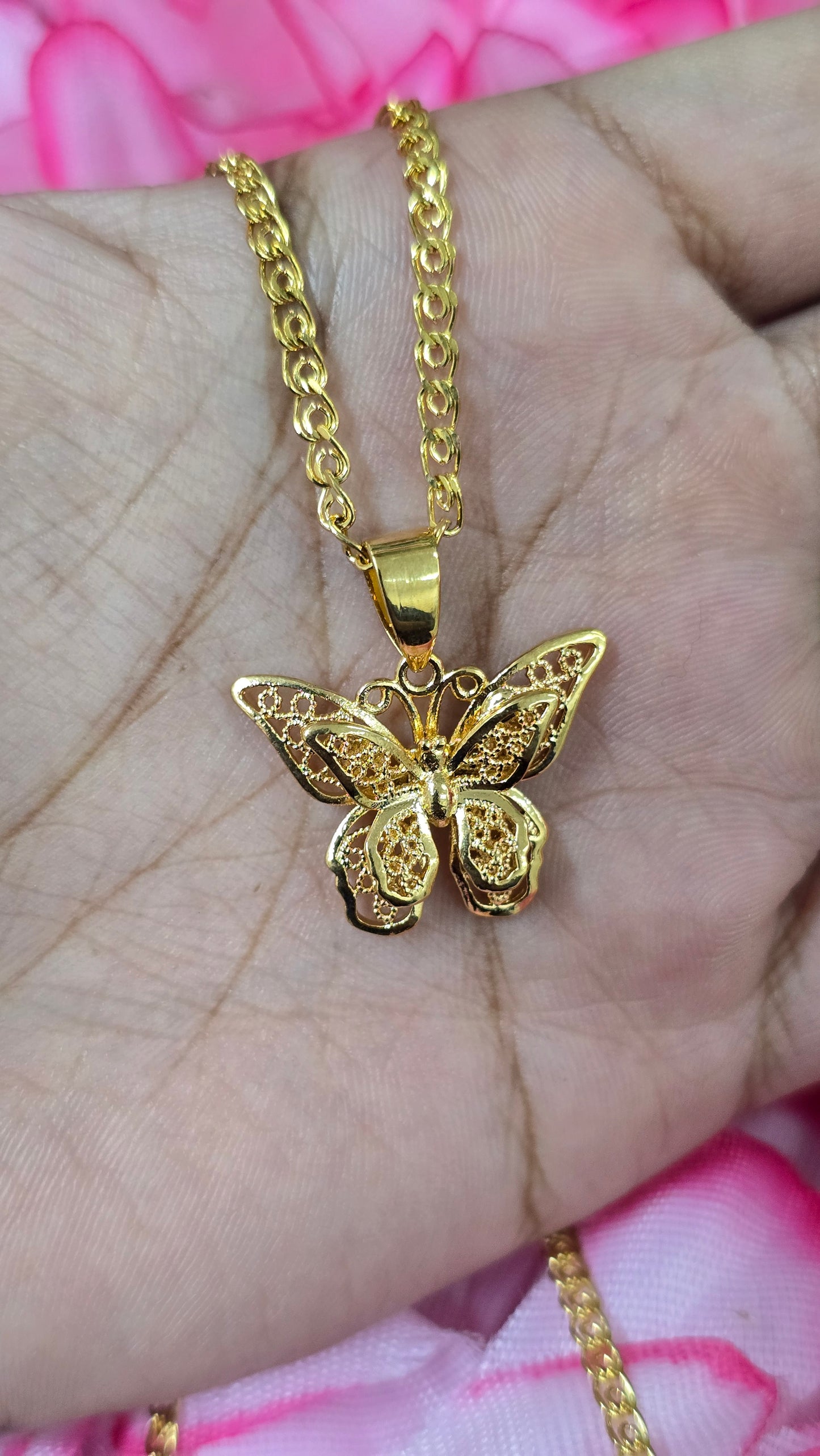 Gold Cz Butterfly Necklace