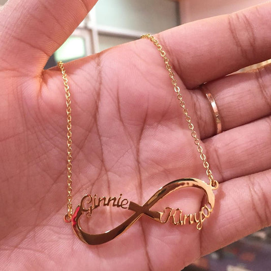 stainless steel infinity sign name necklace ( choose from one name or two )