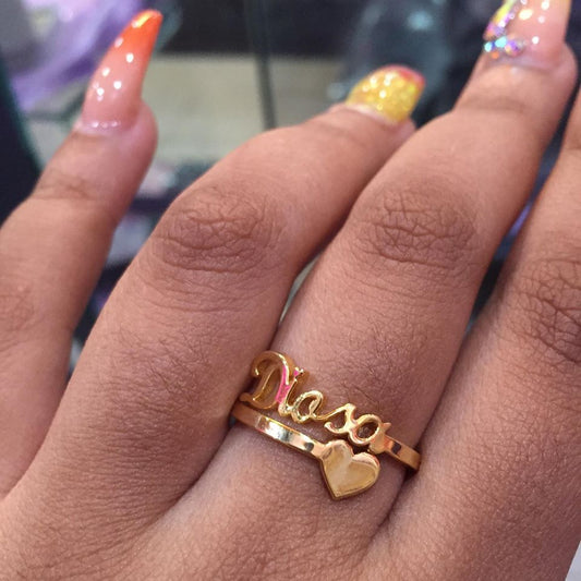 Personalized stainless steel custom name ring adjustable