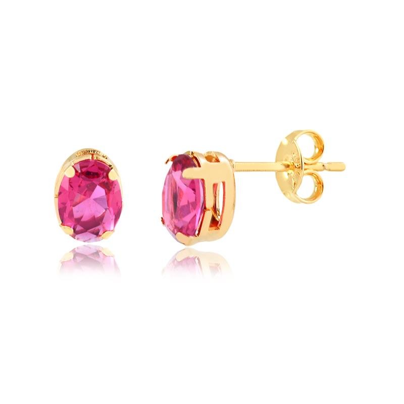 pink oval cz studs