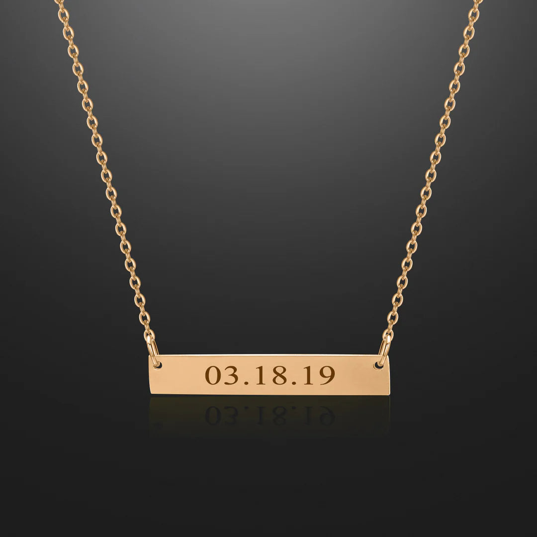 Engraved name bar necklace