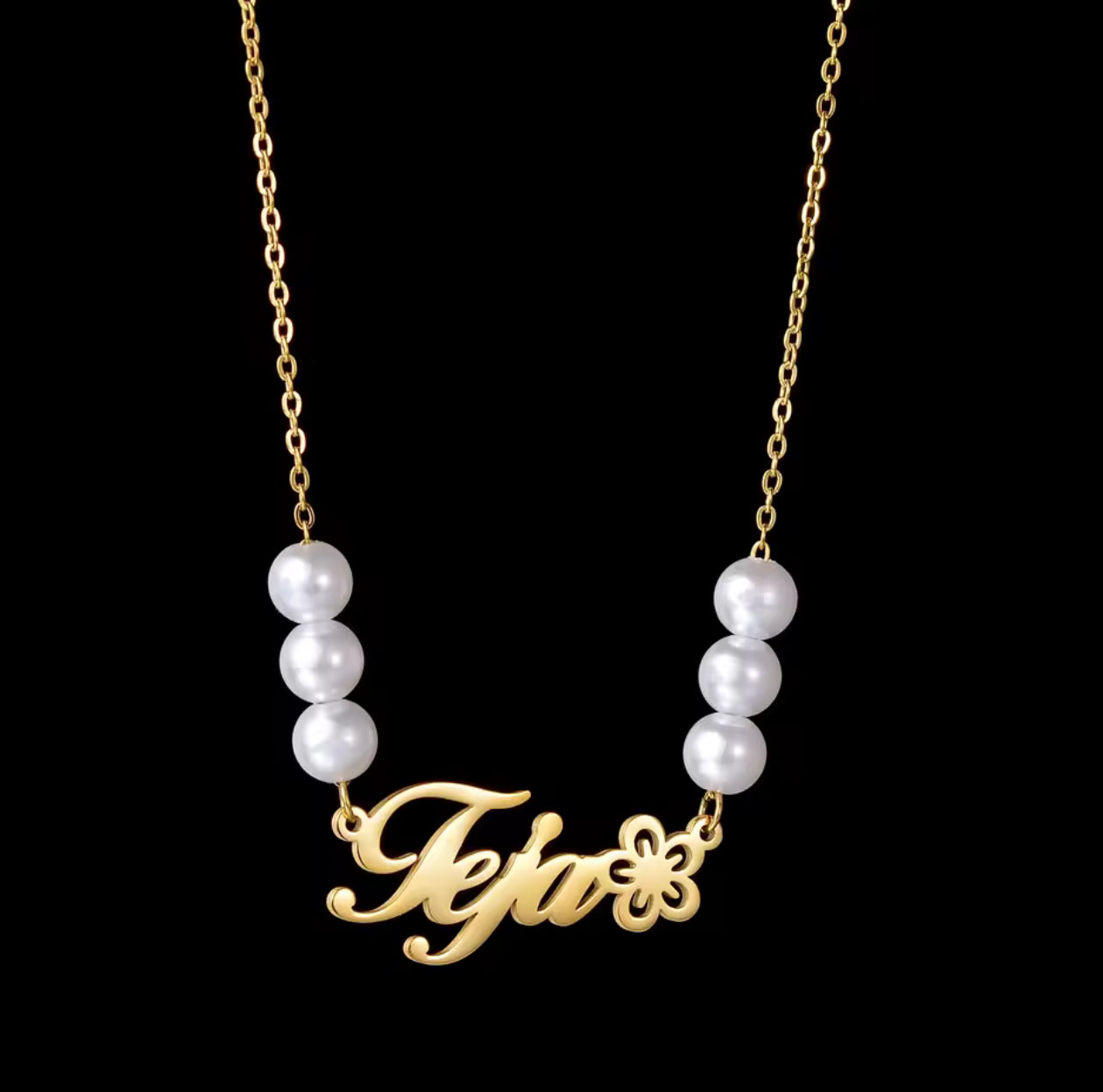 Custom pearl name necklace