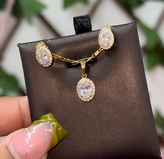 Gold plated Cz oval  set