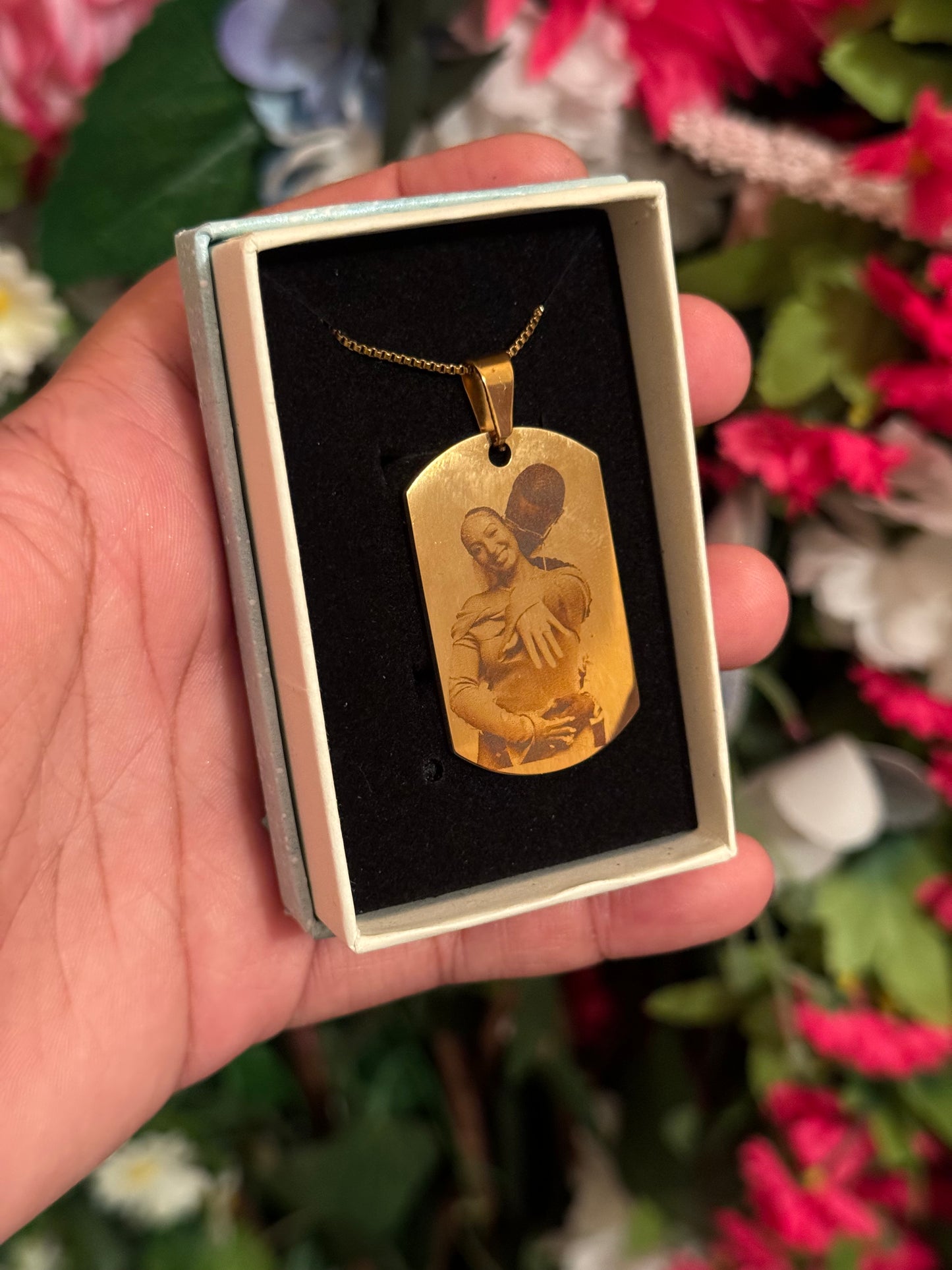 Gold Stainless steel dog tag necklace