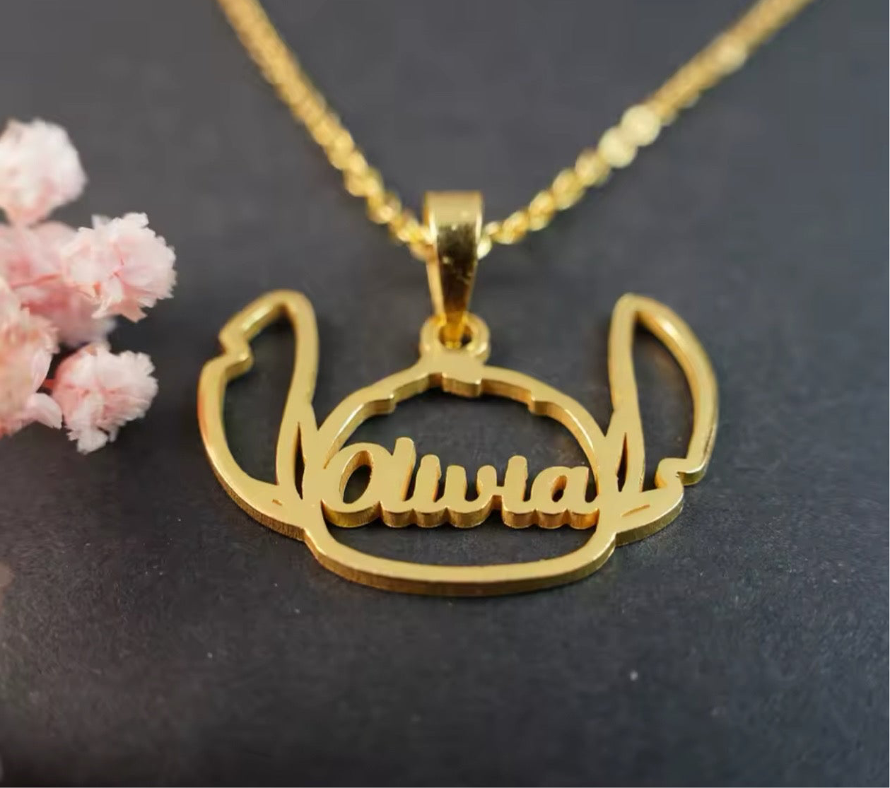 Stitch custom name necklace