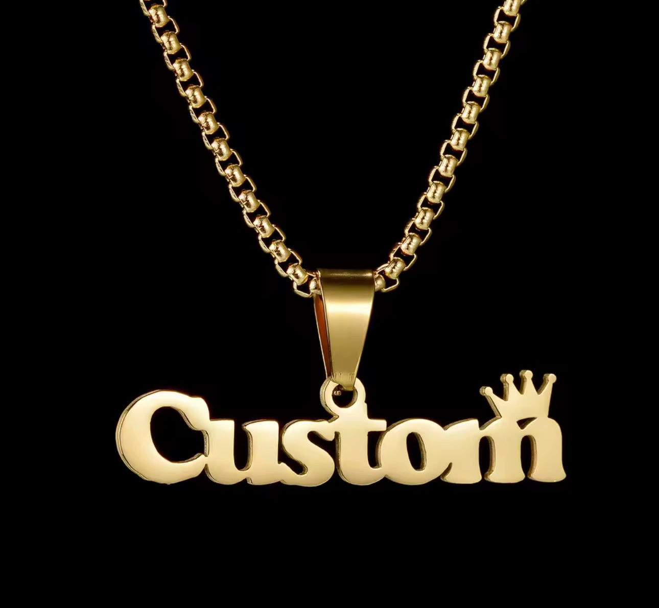 Crown stainless steel custom name necklace