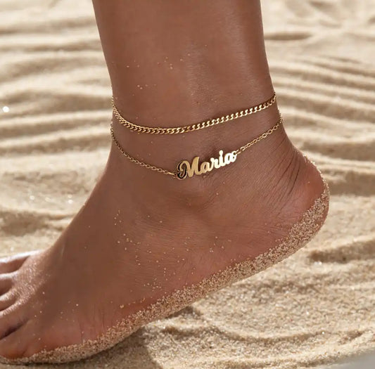 Double layer custom stainless steel anklet