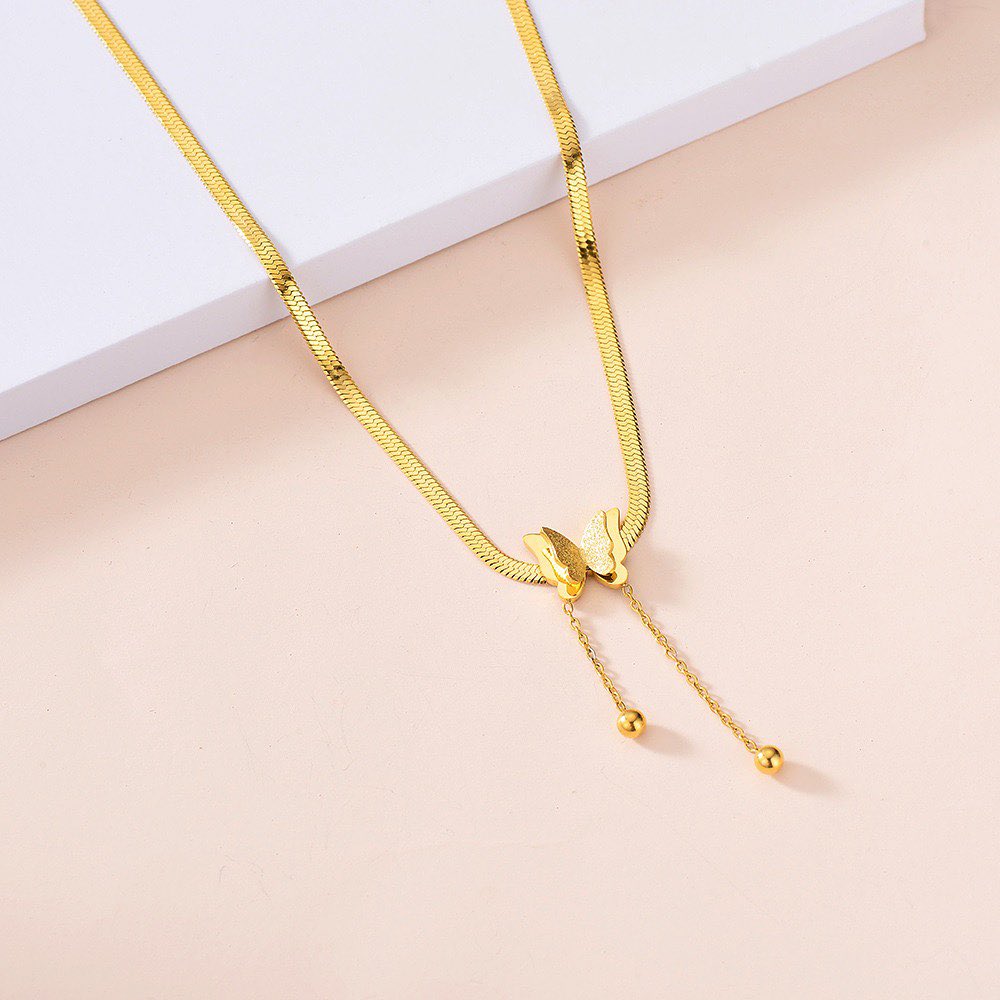 gold plated stainless steel butterfly necklace