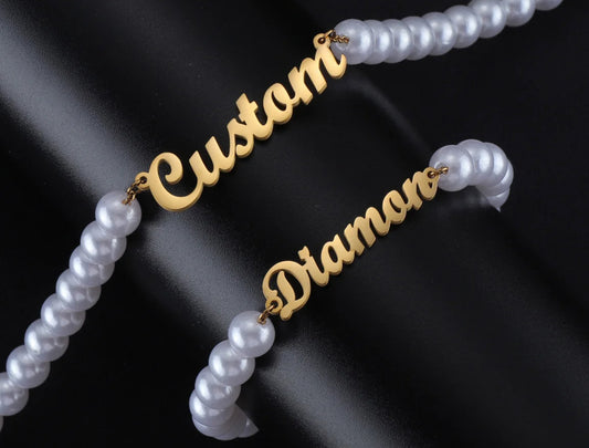 Custom pearl name stainless steel set