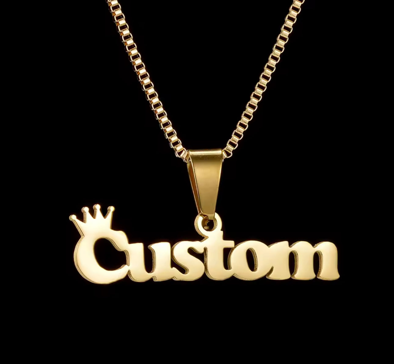 Crown stainless steel custom name necklace