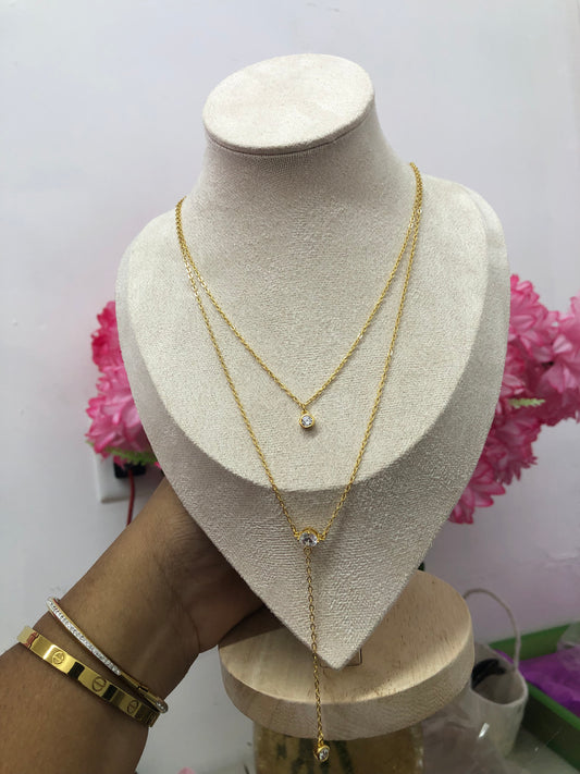 Gold plated double layer necklace