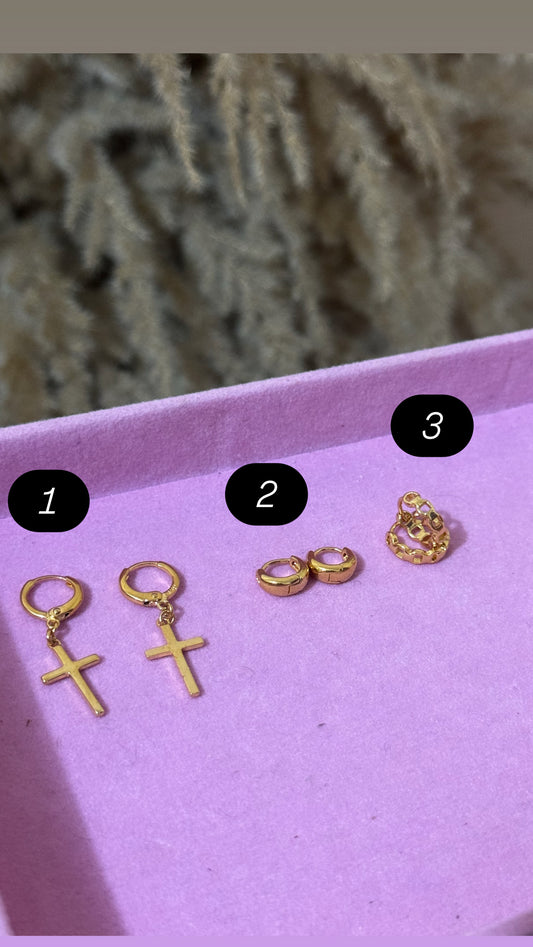 Gold plated / stainless steel earring