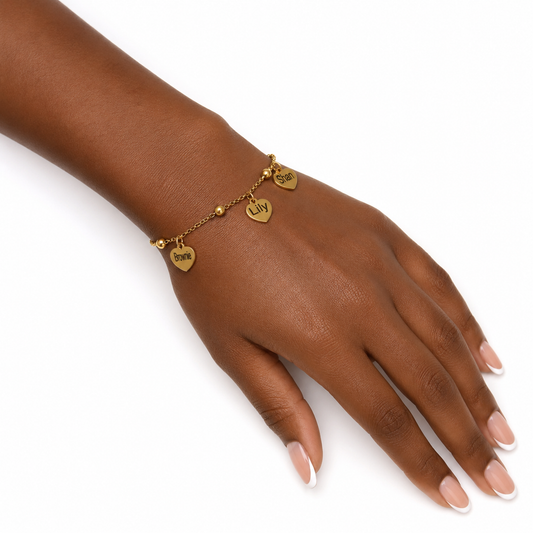 Engrave heart charm hand band