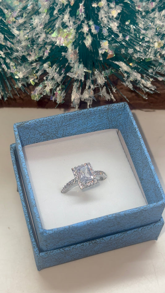 Silver plated Cz aurora ring