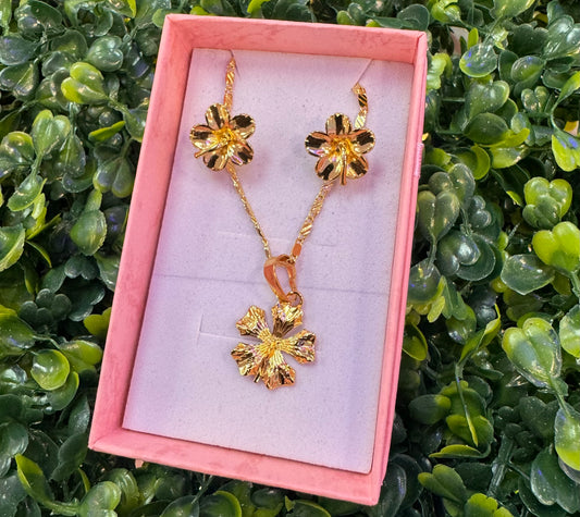 Gold plated hibiscus set