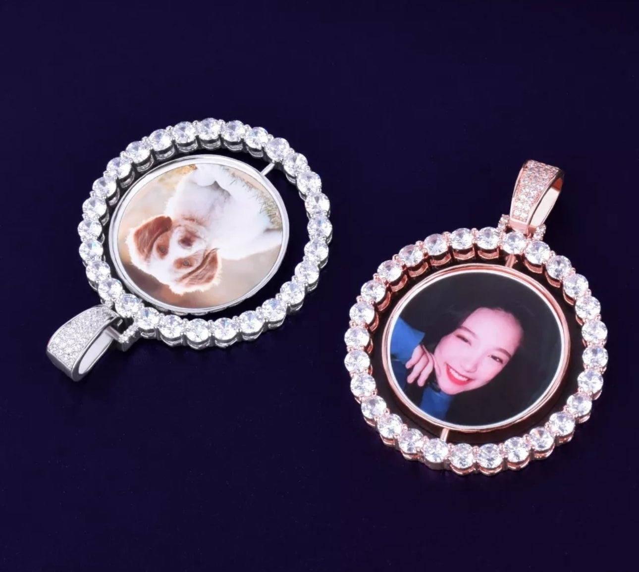 Medallion rotating custom Necklace( Rope / tennis necklace )