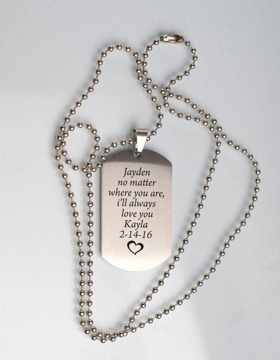 Stainless steel silver engrave dog tag