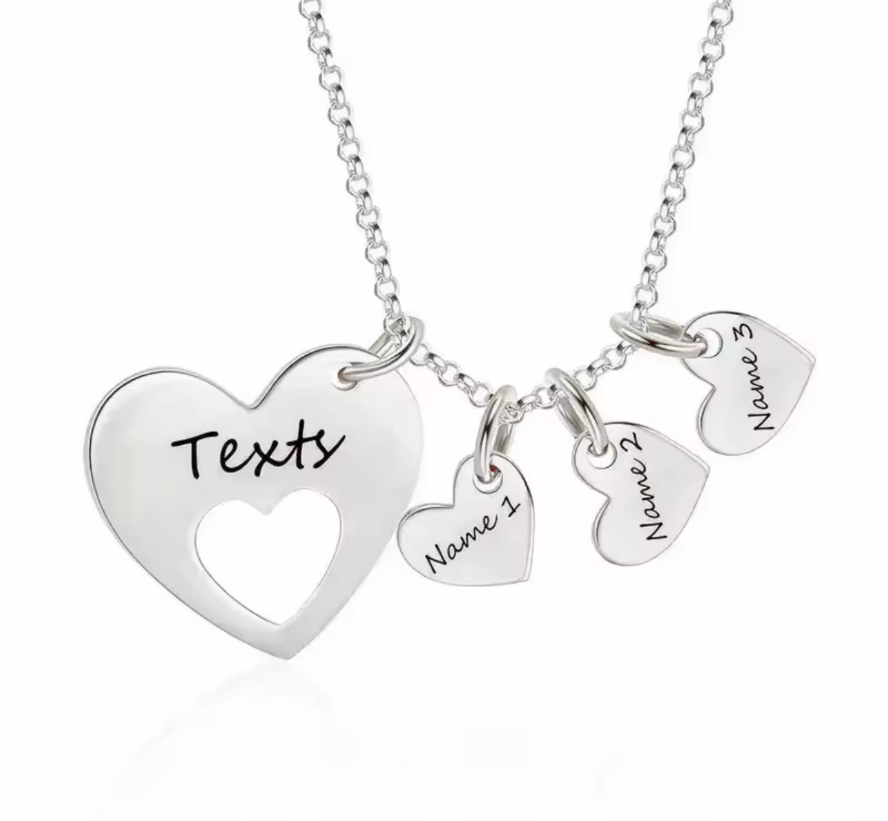 Mom & mini hearts Name Necklace ( engrave ) necklace