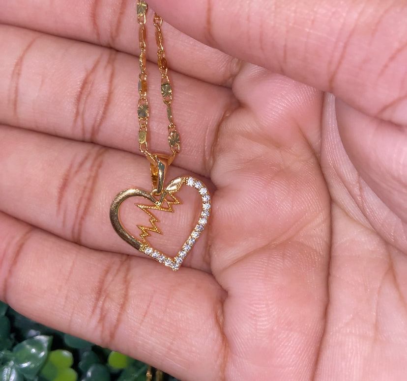 Gold plated heart beat necklace