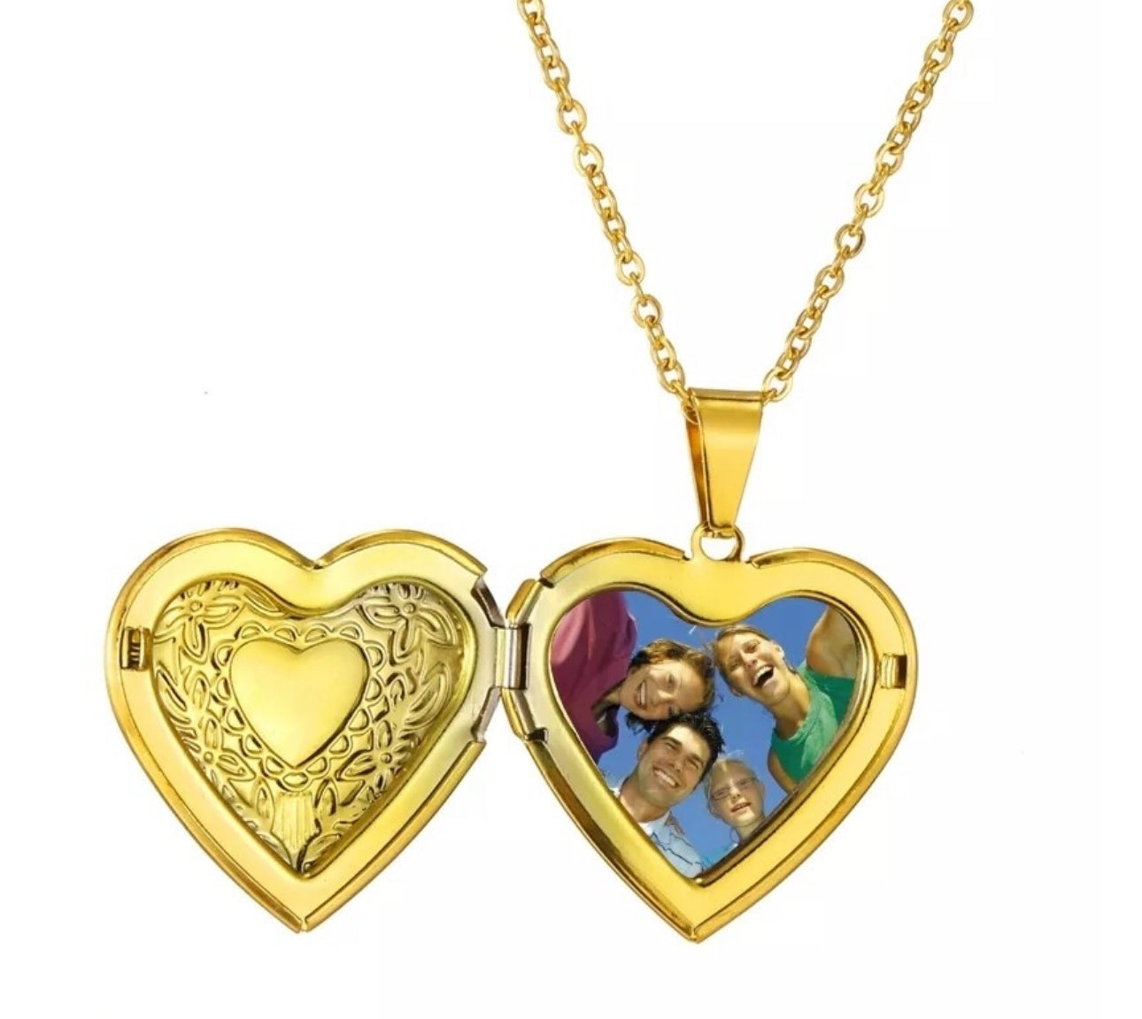 Stainless steel gold plated custom heart locket ( includes picture ) Mother’s Day gift