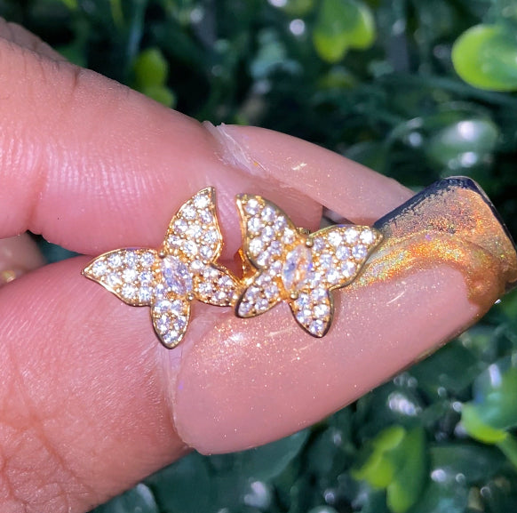 Gold plated butterfly studs