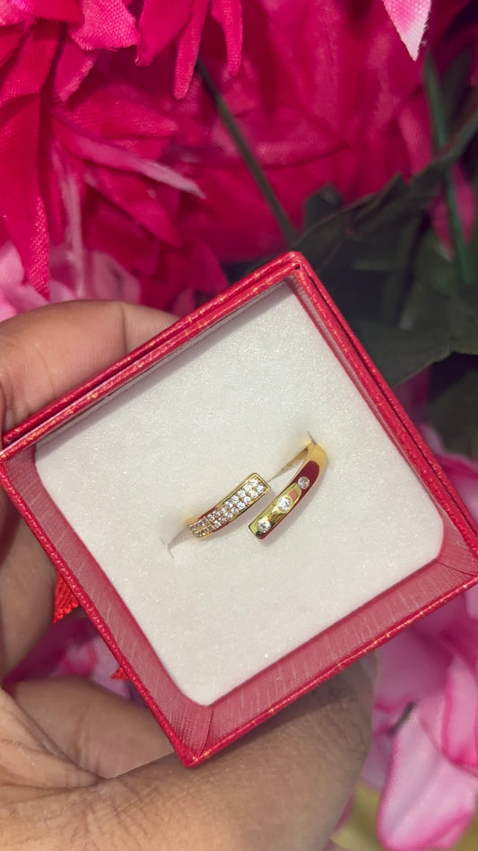 Gold plated serenity adjustable ring