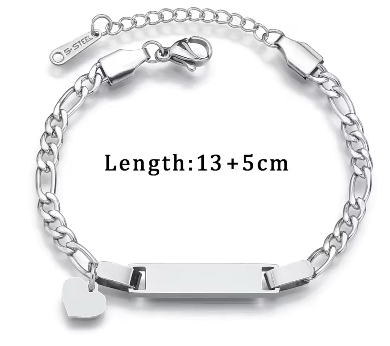 Kids teddy bear engraved name plate bracelet